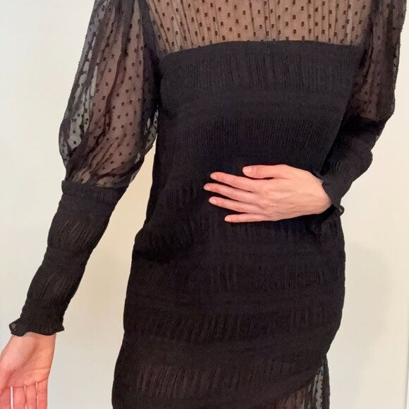 Zara Swiss dot black elegant dress - talla XS - Picture 4 of 8